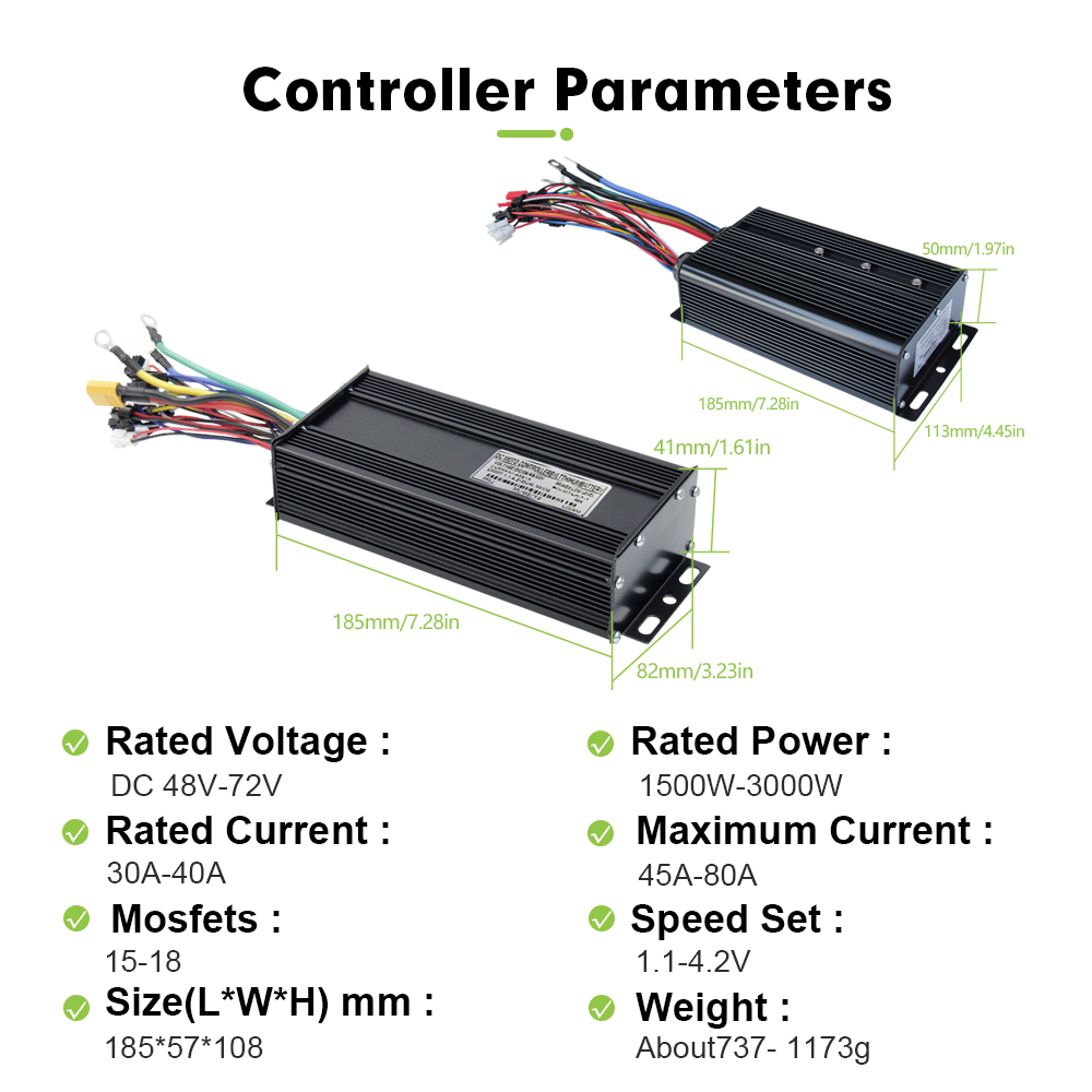 E-bike 3Mode 48V 52V 60V 72V 4 - Sine Wave Controller 48V 72V 80A 评论和价格