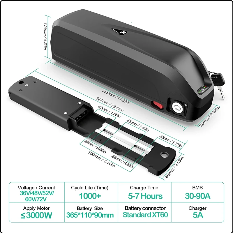 72V60V 48V 20AH 52V 36V 30AH 4 - Ebike Battery 48V 20Ah Hailong 评论和价格