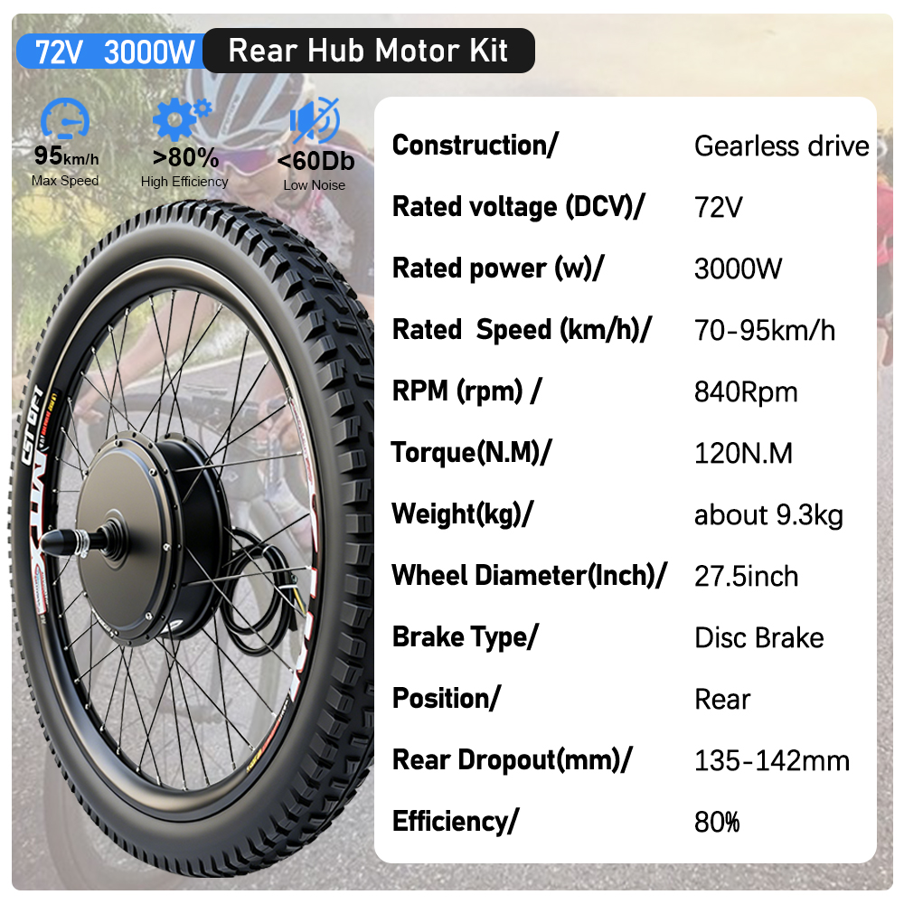 72V 3000W MTX Rim Electric Bik - Ebike Conversion Kit 72V 3000W 评论和价格